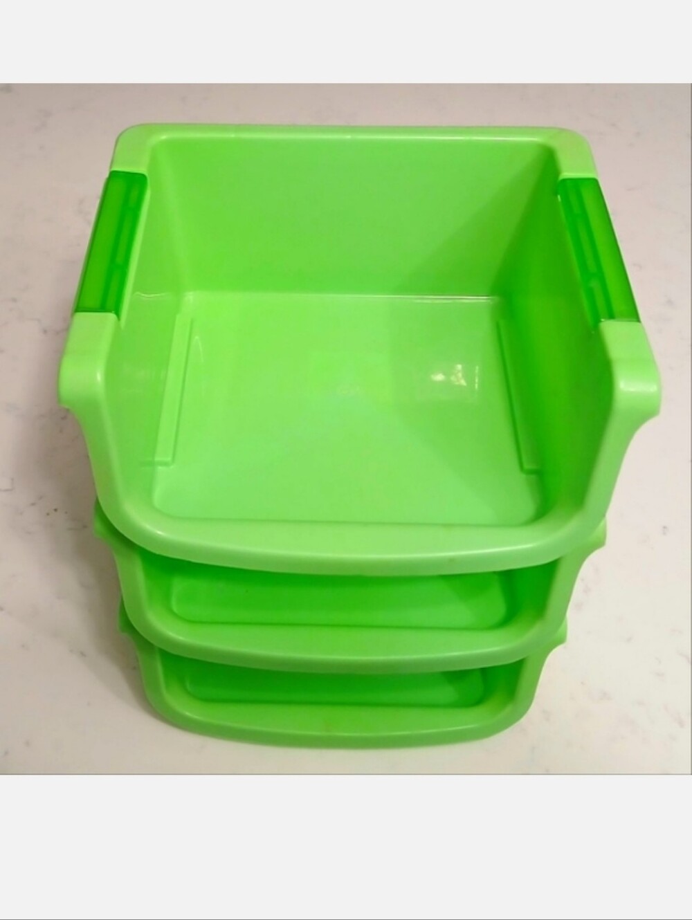 3 Pack Stackable Storage Bins Vertical Space Saving Organization Lime Green
